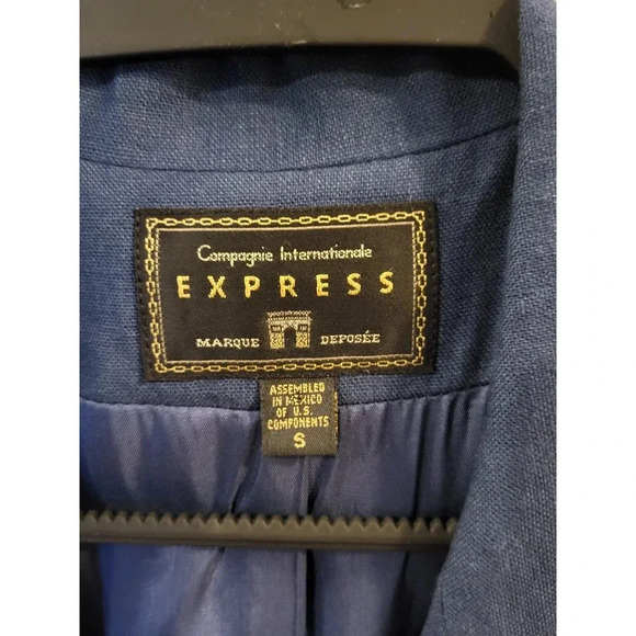 Vintage Compagnie International Express Blue Floral Linen Blazer Jacket Small - Picture 5 of 5